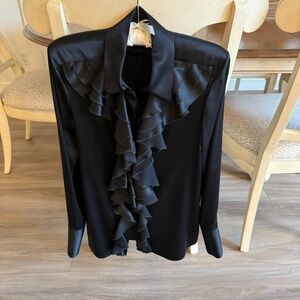 DMN Paris Silk Ruffled Blouse
